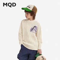 MQD/马骑顿 全棉撞色拼接 儿童圆领毛衣