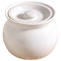  deming/德明 隔水炖 陶瓷炖盅 带盖汤罐 【大肚加厚陶瓷炖盅】白色 500ml