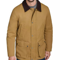 COLE HAAN Men's Corduroy-Shirt-Collar Waxed Rain Jacket