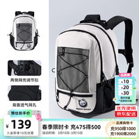 骆驼 熊猫32L大容量户外徒步登山包女防水耐磨旅行双肩包网眼透气收纳 574D658668，米白/黑