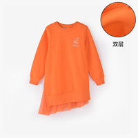  Pencil Club/铅笔俱乐部 不规则下摆 女童双层连衣裙 浅橙