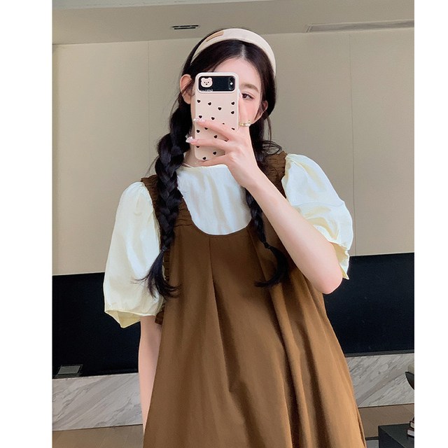 婧麒 孕妇装连衣裙春秋2026新款背带裙上衣套装孕期法式穿搭春季款