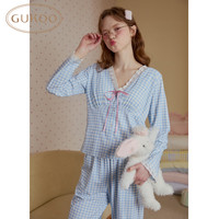 GUKOO/果壳 蕾丝蝴蝶结 女士睡衣套装+胸垫