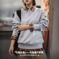 马登 工装 女装长袖卫衣   春季新款空气层无帽宽松