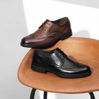 森达 商务皮鞋男春夏商场同款布洛克雕花正装鞋 超v