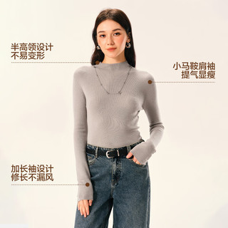  YANXUAN/网易严选 无缝一体针织 女士针织打底衫 高领-白驼拼色 M