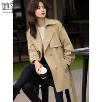 她享 风衣外套女气质中长款双排扣风衣女士休闲外套春秋上衣 T61D132