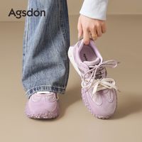 奥古狮登 真皮德训鞋女2026新款春季厚底显脚小户外轻便防滑运动鞋