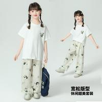 Lavi 25夏新中大女童休闲套装儿童短袖T防蚊裤两件套潮