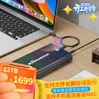 黑甲虫 KINGIDISK)12TB 移动硬盘 3.5英寸 Type-C3.1桌面存储 幻影系列 金属机身 兼容Mac 游戏畅玩 监控
