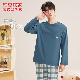  Hodohome/红豆居家 纯棉 男士睡衣套装 星辰蓝 L 170/92A