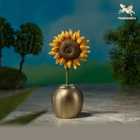 移动端：铜师傅 《一举夺魁》桌面工位创意向日葵摆件 新年