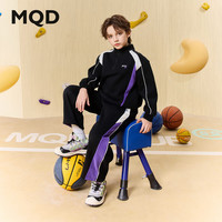 马骑顿 男童26春新款撞色运动立领两件套跑步健身 黑色 140