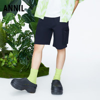 安奈儿 全腰梭织宽松大口袋弹力中裤