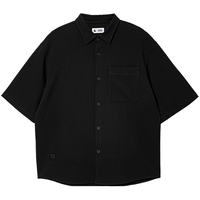 JACK&JONES/杰克琼斯 华夫格面料 男士短袖衬衫