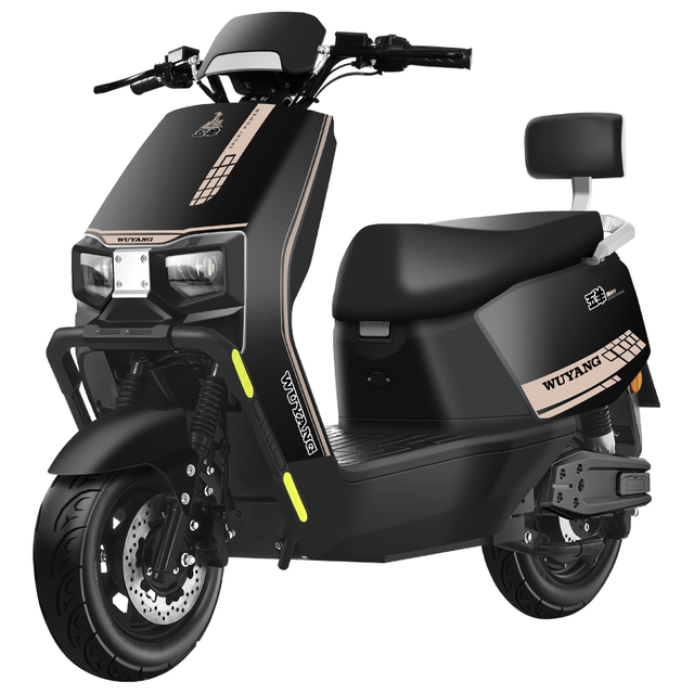 移动端、京东百亿补贴：五羊电动车 电动轻便摩托车 镜面黑/速度50M/前后双碟/靠背版 60V22