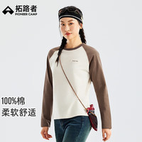 Pioneer Camp/拓路者 纯棉 女士长袖T恤 米咖 S