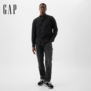  Gap/盖璞 纯色翻领 男士衬衫 黑色 M 美码 L亚洲码180/96A