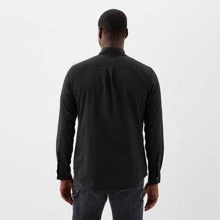  Gap/盖璞 纯色翻领 男士衬衫 黑色 M 美码 L亚洲码180/96A