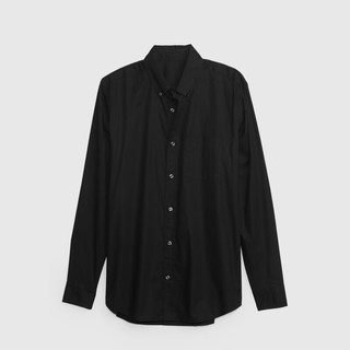  Gap/盖璞 纯色翻领 男士衬衫 黑色 M 美码 L亚洲码180/96A