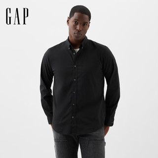  Gap/盖璞 纯色翻领 男士衬衫 黑色 M 美码 L亚洲码180/96A