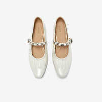 百思图 2026春季新款牛皮玛丽珍鞋通勤尖头粗跟浅口女单鞋