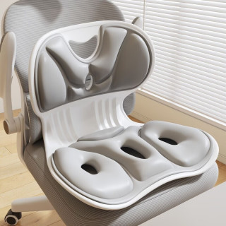 人体工学坐垫靠背一体久坐椅垫护腰靠垫 加厚升级款灰色 大号35*33*31cm