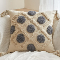 微光里 沙发抱枕轻奢高级感客厅靠枕簇绒流苏侘寂波西米亚风靠背垫抱枕 流苏抱枕45cm