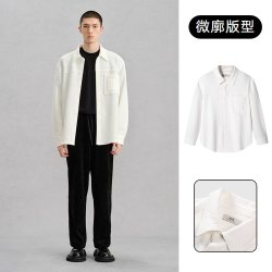 GXG 肌理感翻领长袖衬衫G24X034048