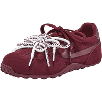百思图 复古街头 女士休闲鞋 酒红色 34