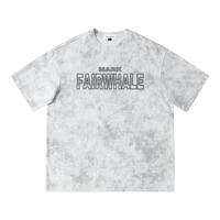  MARK FAIRWHALE/马克华菲 美式烫钻蜡染 男士短袖T恤 白#PMK灰色字