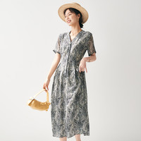 帕罗 限时五折！100%桑蚕丝 复古法式中长款连衣裙