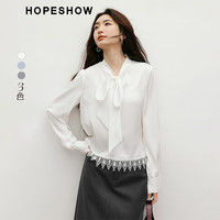 HOPESHOW/红袖 垂感缎面 女士衬衫