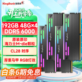金百达 192GB(48GBX4)套装 DDR5 6000 台式机内存条海力士M-die颗粒 星刃黑RGB灯条 C28