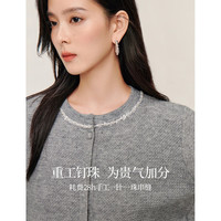 INMAN/茵曼 银丝钉珠 女士针织衫 花灰色 S