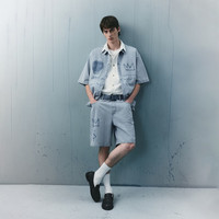 JACK&JONES/杰克琼斯 潮酷出街 男士牛仔短袖衬衫