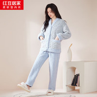 红豆居家 女士加厚暖绒家居服套装