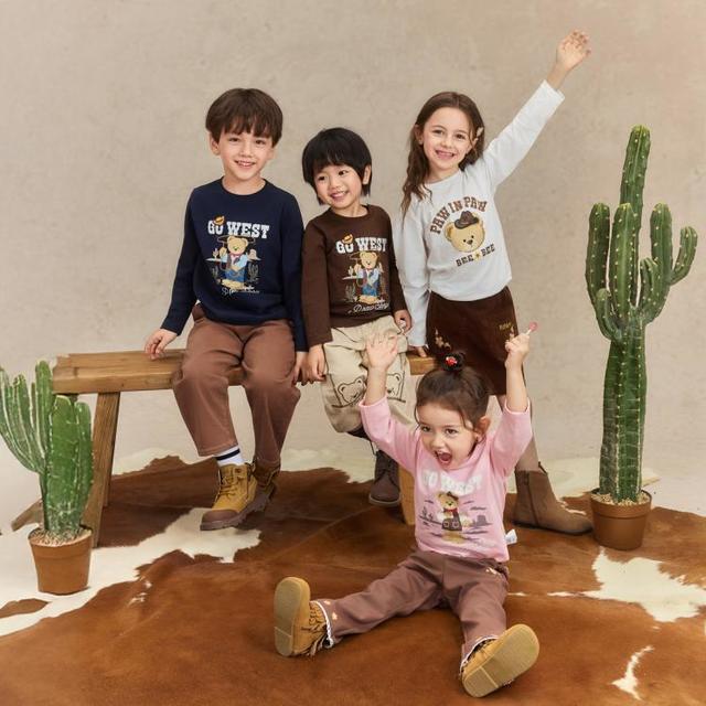 Paw in Paw Paw in  Paw 卡通小熊童装25年秋季新款男女童长袖圆领T恤