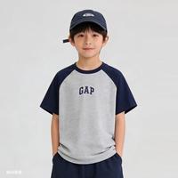  Gap/盖璞 logo印花撞色 儿童短袖T恤