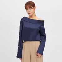 哥弟 女装不规则长袖宽袖口上衣女士衬衫