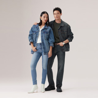 Levi's 美式复古水洗做旧 男士牛仔夹克 浅蓝 XL