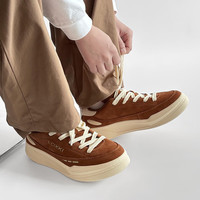 洛克斯基 反绒皮休闲增高板鞋 小麦色