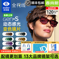 依视路 全视线GEN S感光钻晶膜洁变色镜片膜岩膜致防蓝光变灰近视眼镜片 钻晶膜洁变色（现片2片） 1.61(薄)