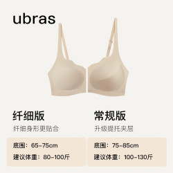Ubras 无尺码浪花领文胸收副乳内衣女无痕小胸聚拢文胸无钢圈胸罩 兰花烟-背勾 均码 mini版（80~100斤）