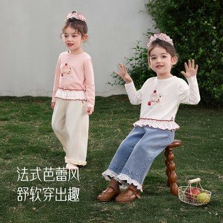  jellybaby/杰里贝比 洋气时髦花边 女童长袖T恤