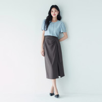 eifini/伊芙丽 简约棉感 女士衬衫 天蓝 S