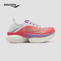 saucony ENDORPHIN ELITE 啡翼2竞速训练碳板跑鞋运动鞋马拉松 粉红白 36