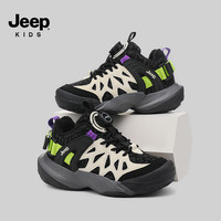  Jeep/吉普 加绒 儿童运动鞋 黑/米绿 38
