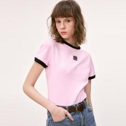 TEENIE WEENIE 短袖T恤女潮酷时尚简约撞色圆领T恤上衣女