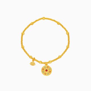 潮宏基 臻金八宝罗盘黄金手链足金古法盘缠金女新中式新年礼物